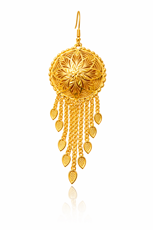 > 22K Gold Plated Ottoman Tassel Drop Earrings – Handcrafted Statement Jewelry