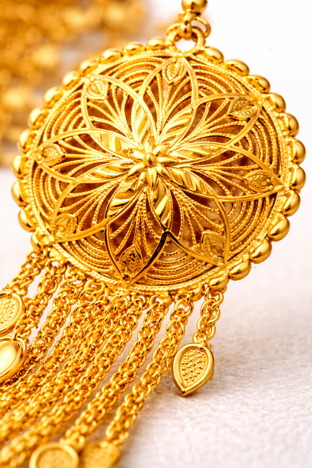 > 22K Gold Plated Ottoman Tassel Drop Earrings – Handcrafted Statement Jewelry