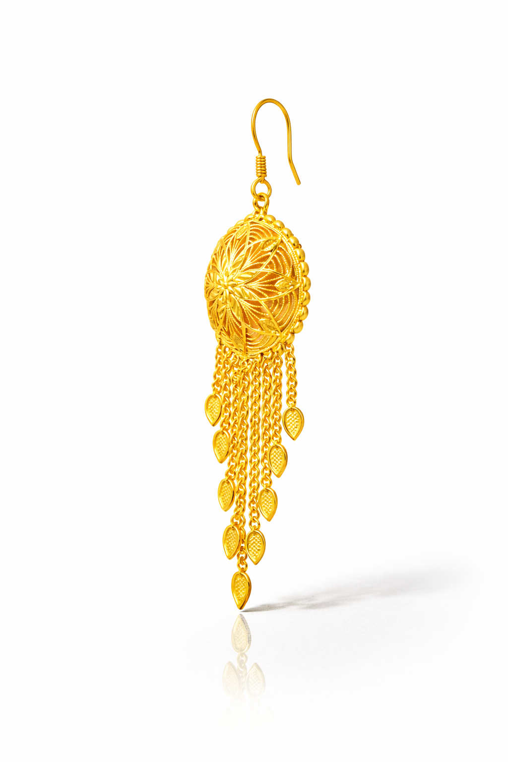 > 22K Gold Plated Ottoman Tassel Drop Earrings – Handcrafted Statement Jewelry