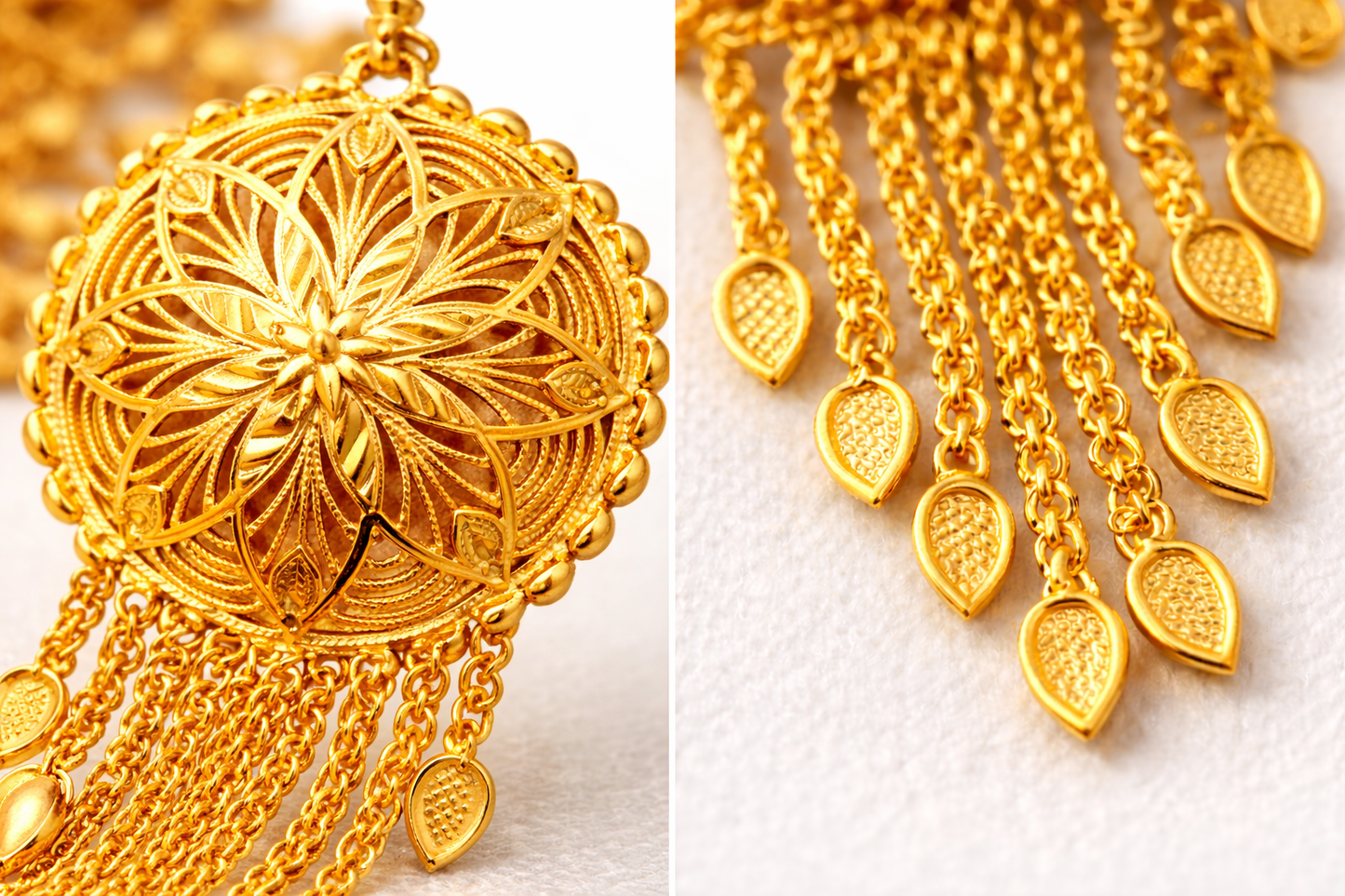 > 22K Gold Plated Ottoman Tassel Drop Earrings – Handcrafted Statement Jewelry