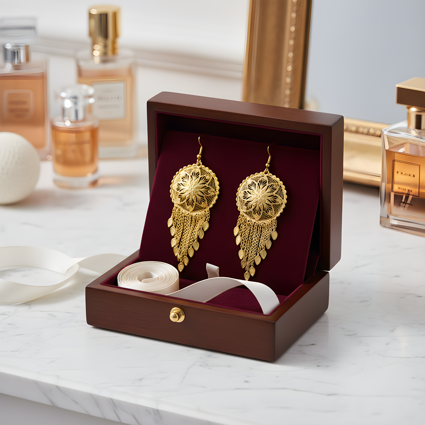 > 22K Gold Plated Ottoman Tassel Drop Earrings – Handcrafted Statement Jewelry