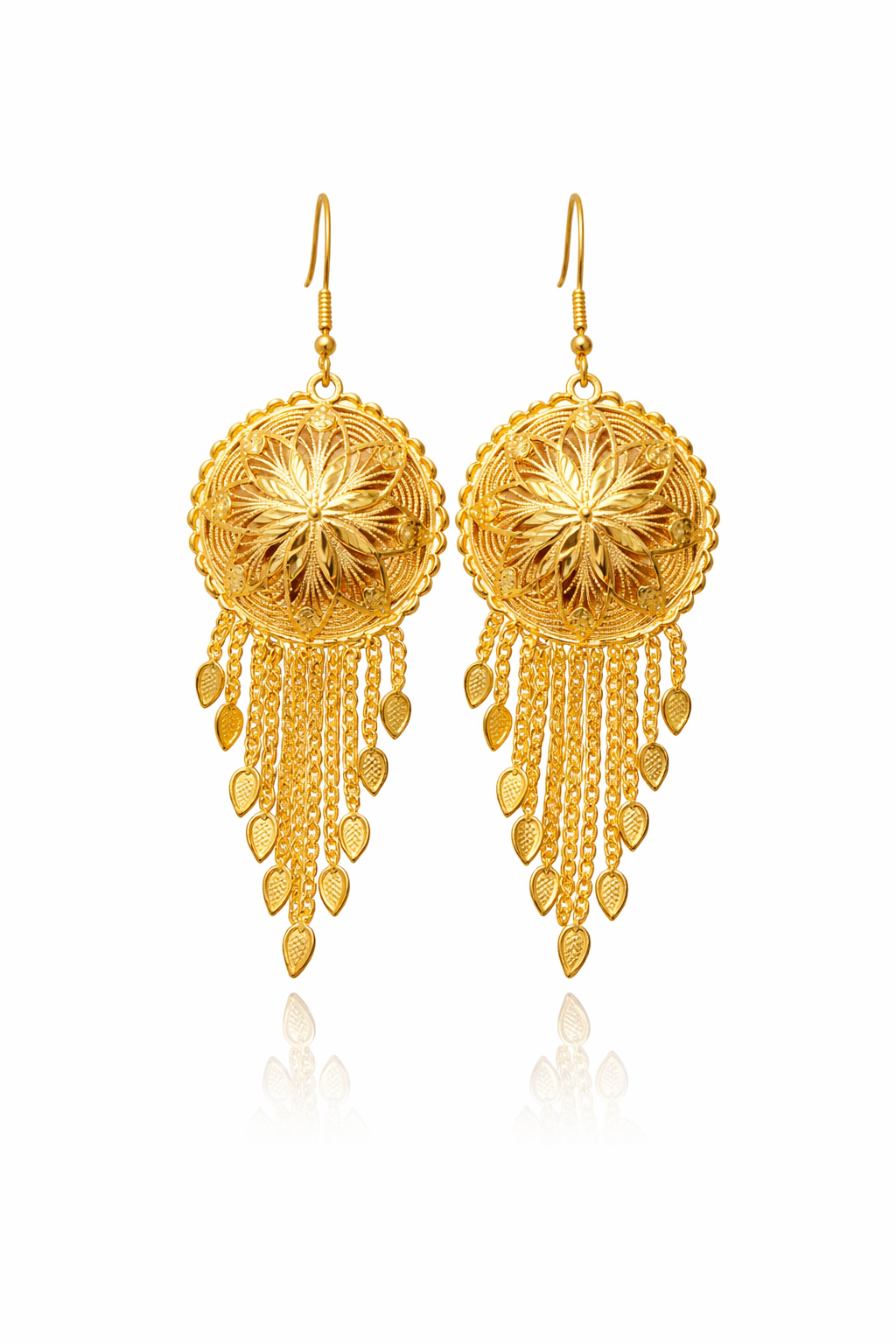 > 22K Gold Plated Ottoman Tassel Drop Earrings – Handcrafted Statement Jewelry